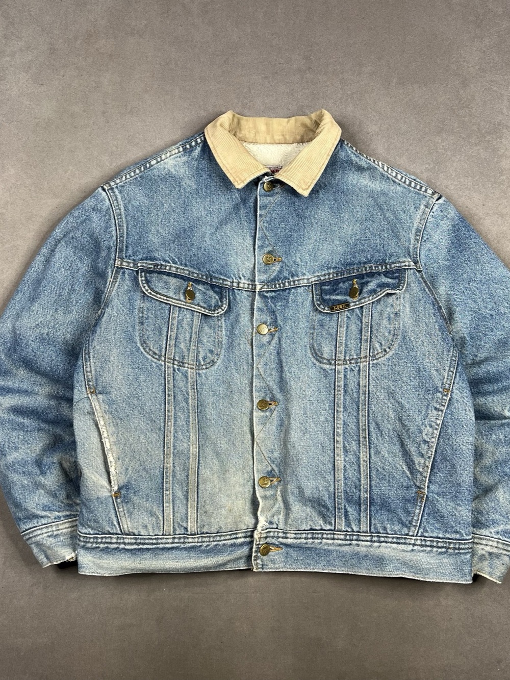 Lee Storm Rider Denim Jacket Blue & Brown Size 44
